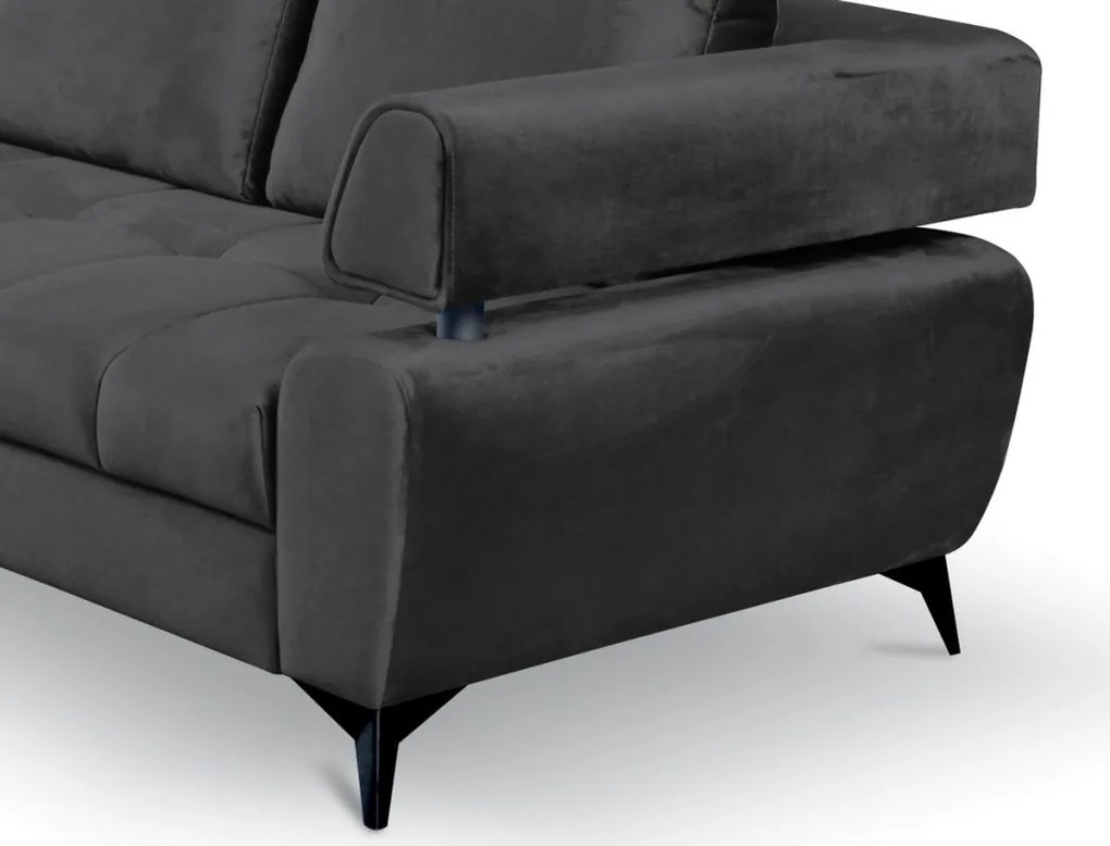Rohová sedacia súprava Paris, antracitová látka, ľavý roh