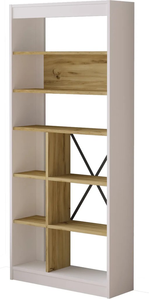 Knižnica Houseland Novak biela/dub Wotan