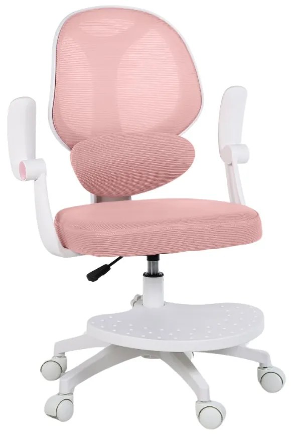 Detská otočná stolička Neoseat JUNI 009 s podnožou — látka, ružová