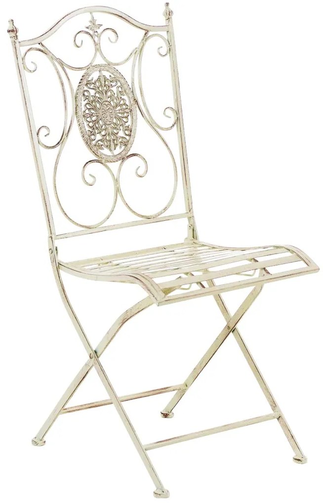 Kovová skladacia stolička Sibell - Krémová antik