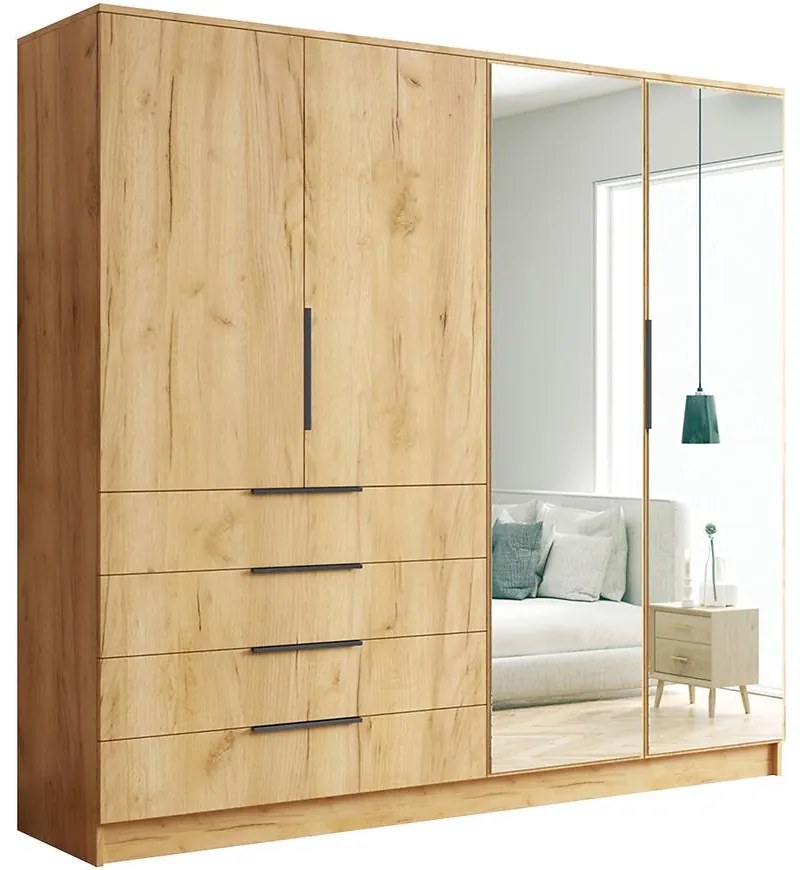 Skriňa Bogota 200 craft zlatá+rukoväť čierna