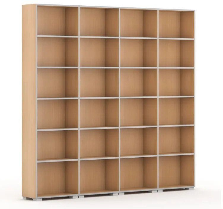 Knižnica SILVER LINE, 4 stĺpce, 2230 x 2400 x 400 mm, buk