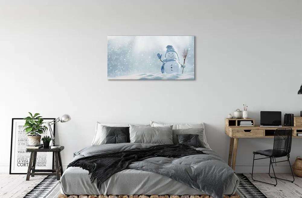 Sklenený obraz snehuliak sneh 125x50 cm