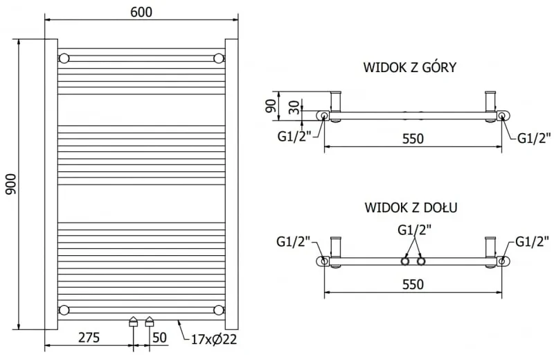 Mexen Mars, elektrické vykurovacie teleso 900x600 mm, 400 W, čierna, W110-0900-600-6400-70