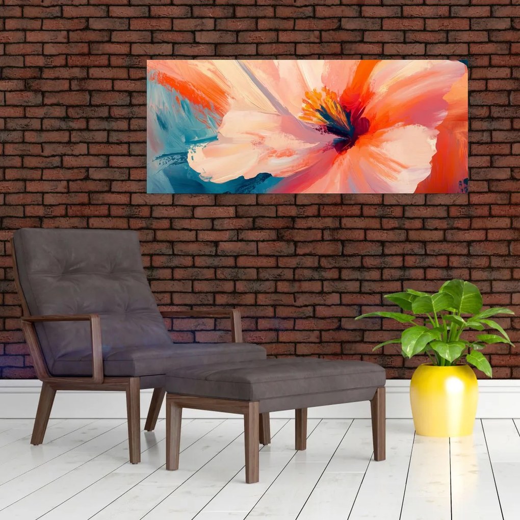 Obraz - Maľovaný kvet (120x50 cm)