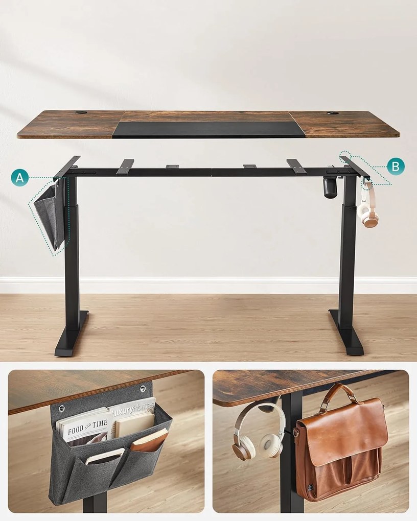 Elektricky nastaviteľný písací stôl Vasagle Foral 160 cm hnedo-čierny