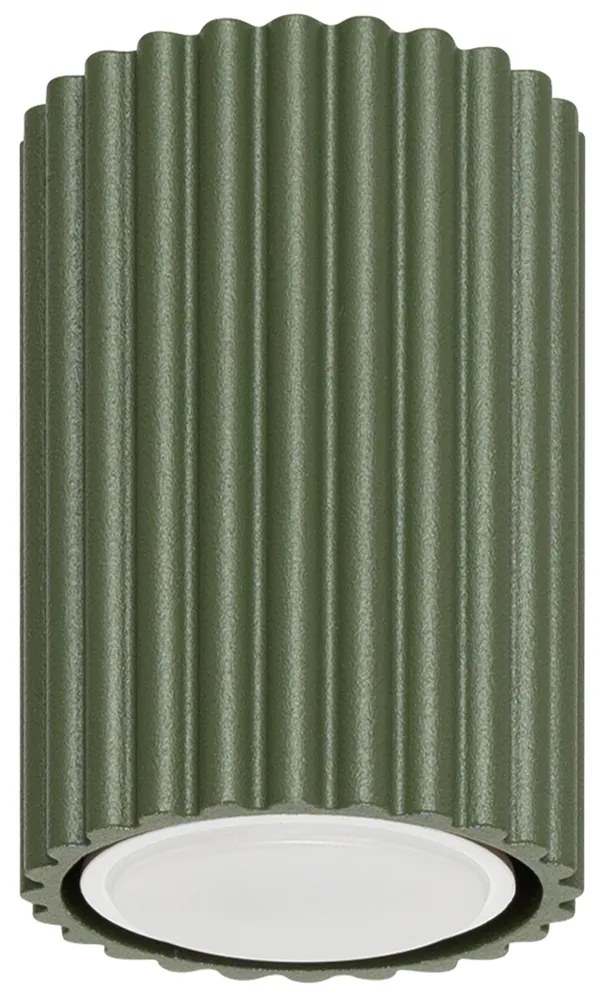 Stropné svietidlo Karbon, 1x olivovo zelené kovové tienidlo, (10 cm)