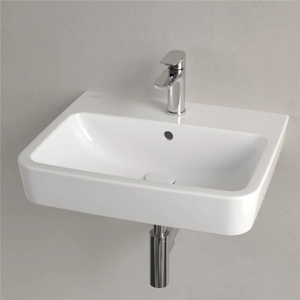 VILLEROY &amp; BOCH O.novo závesné umývadlo s otvorom (zadná a spodná strana brúsená), s prepadom, 550 x 460 mm, biela alpská, s povrchom AntiBac a CeramicPlus, 4A41MGT2