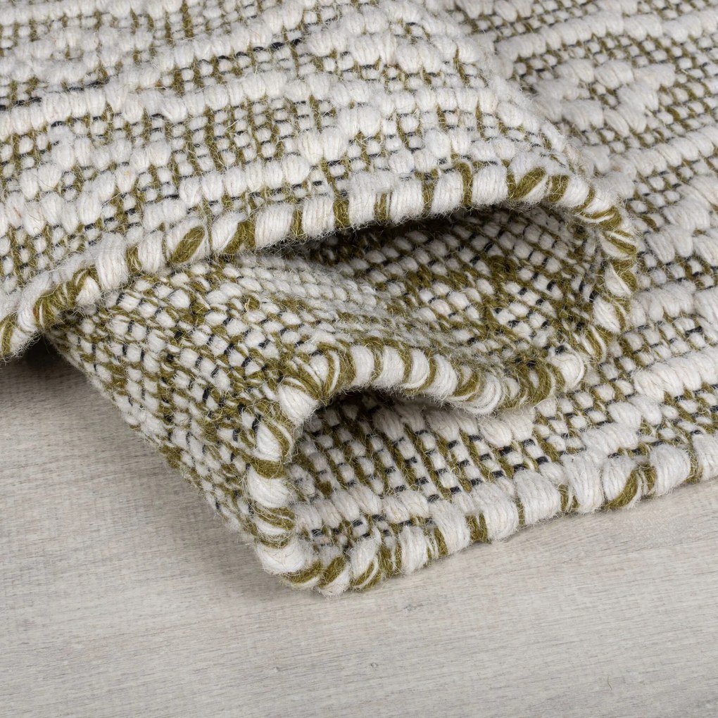 Ručne tkaný kusový koberec Nur Wool Dream Green, 120x170, zelená, obývacia izba, Flair Rugs