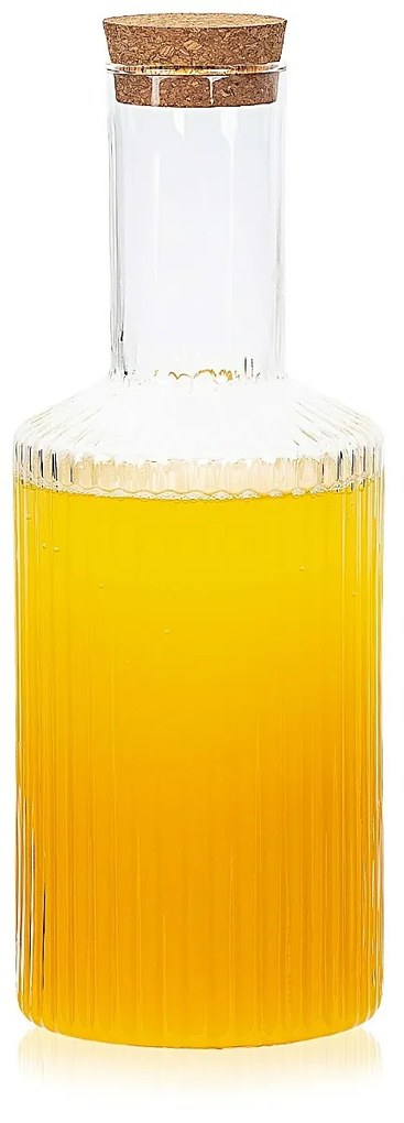 4Home Sklenená karafa s korkovou zátkou Serve, 1 l