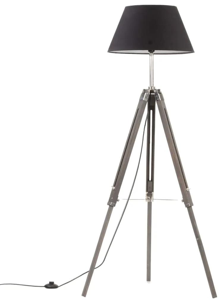vidaXL Lampa na statíve sivá a čierna 141 cm teakový masív