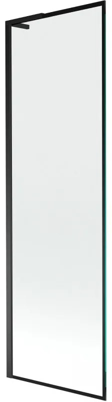 Mexen Next L, 1-krídlová vaňová zástena 60 x 150 cm, 6mm číre sklo-čierny vzor, čierny profil, 895-060-000-03-70-70