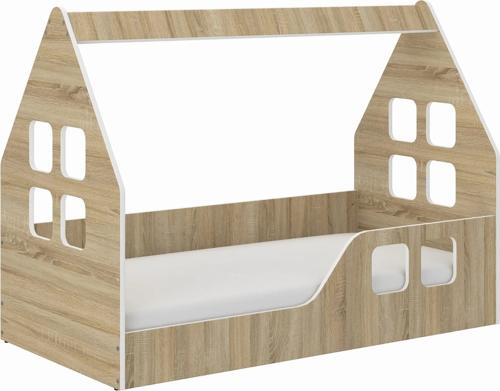 Wooden Toys Detská posteľ Nízky DOMČEK SONOMA 140x70 Montessori (pravá strana)