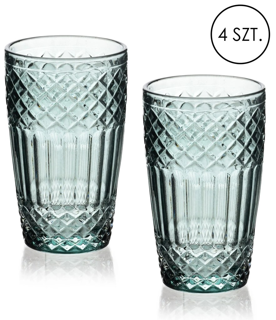 Sada 4 ks sklenic ELLA 370 ml zelená