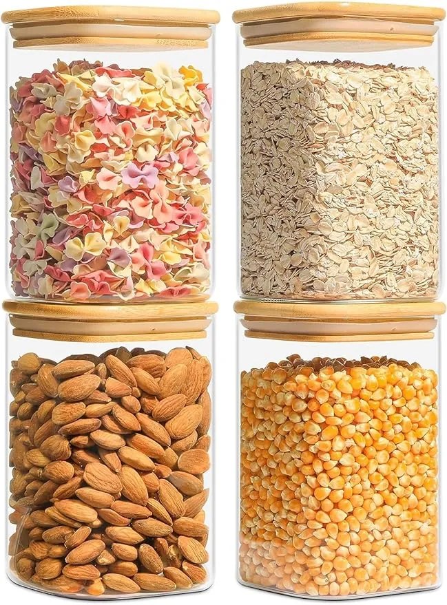 Orion Sklenená dóza hranatá s bambusovým vekom, 1,3 l BORO