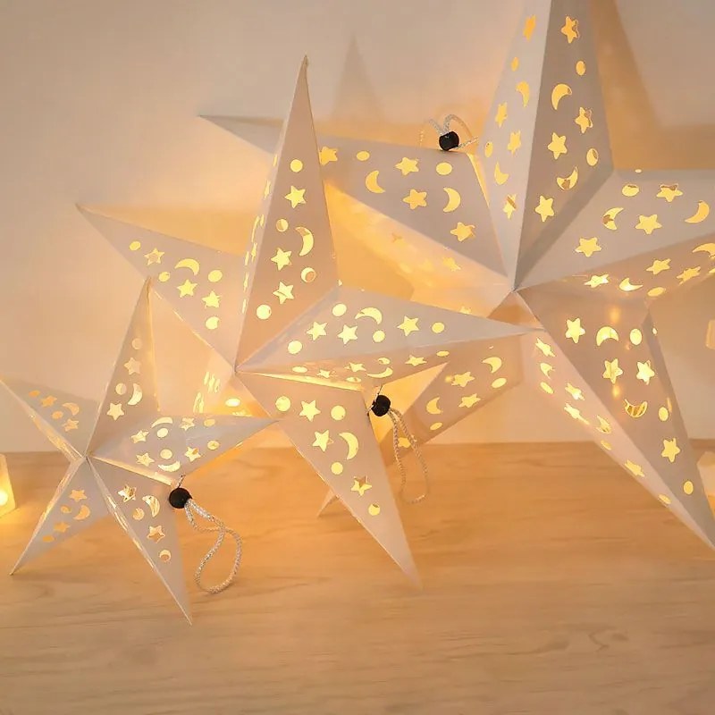 Tutumi, LED podsvietená papierová hviezda 45cm SY-003, biela, CHR-05003