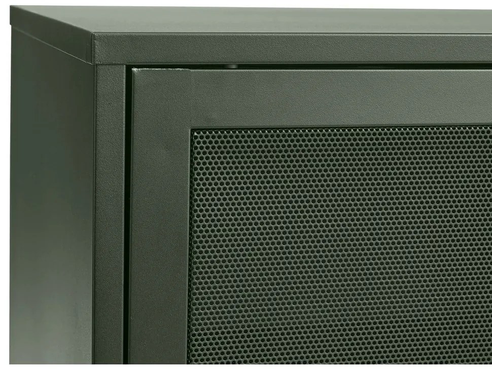 Tmavozelená kovová nízka komoda s posuvnými dverami 160x75 cm Veep – Unique Furniture