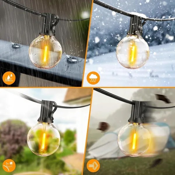 LED vonkajšia dekoratívna reťaz 20xE12/1W/230V 20 m IP65 čierna