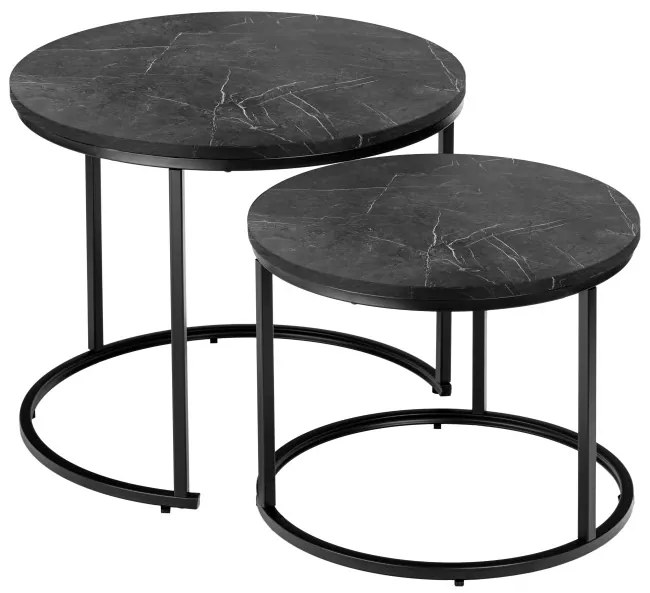 Sada 2 konferenčných stolíkov GALEN čierny mramor