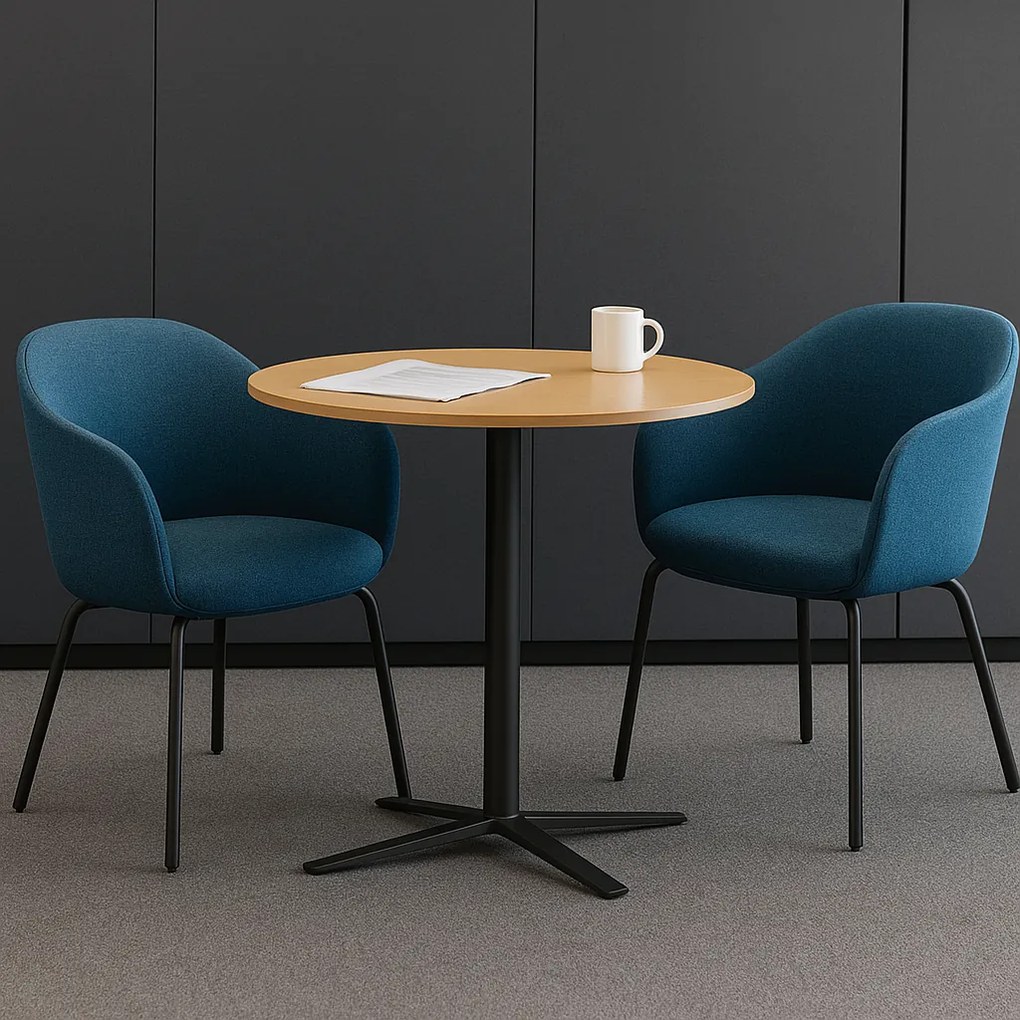 Konferenčný stolík AURA, priemer 80 cm, čierna podnož, buk