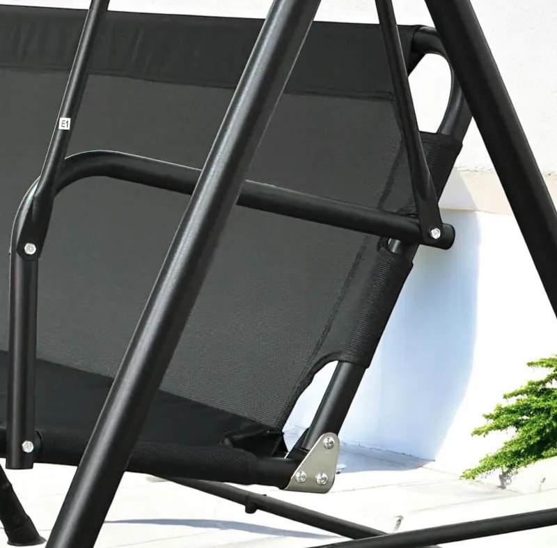 Elegantná záhradná hojdačka pre 3 osoby – čierna