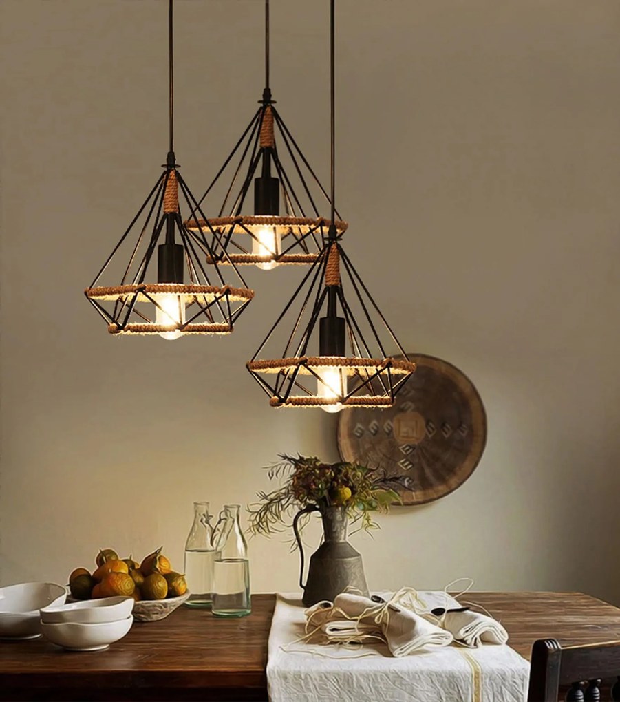 Stropné svietidlo TAVERN big - s lanom - čierne