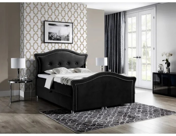 Kúzelná rustikálna posteľ Bradley Lux 140x200, čierna