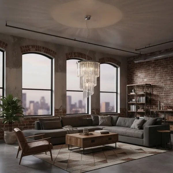 Ideal Lux-Krištáľový luster na lanku CARLTON 8xE14/40W/230V pr. 40cm lesklý chróm