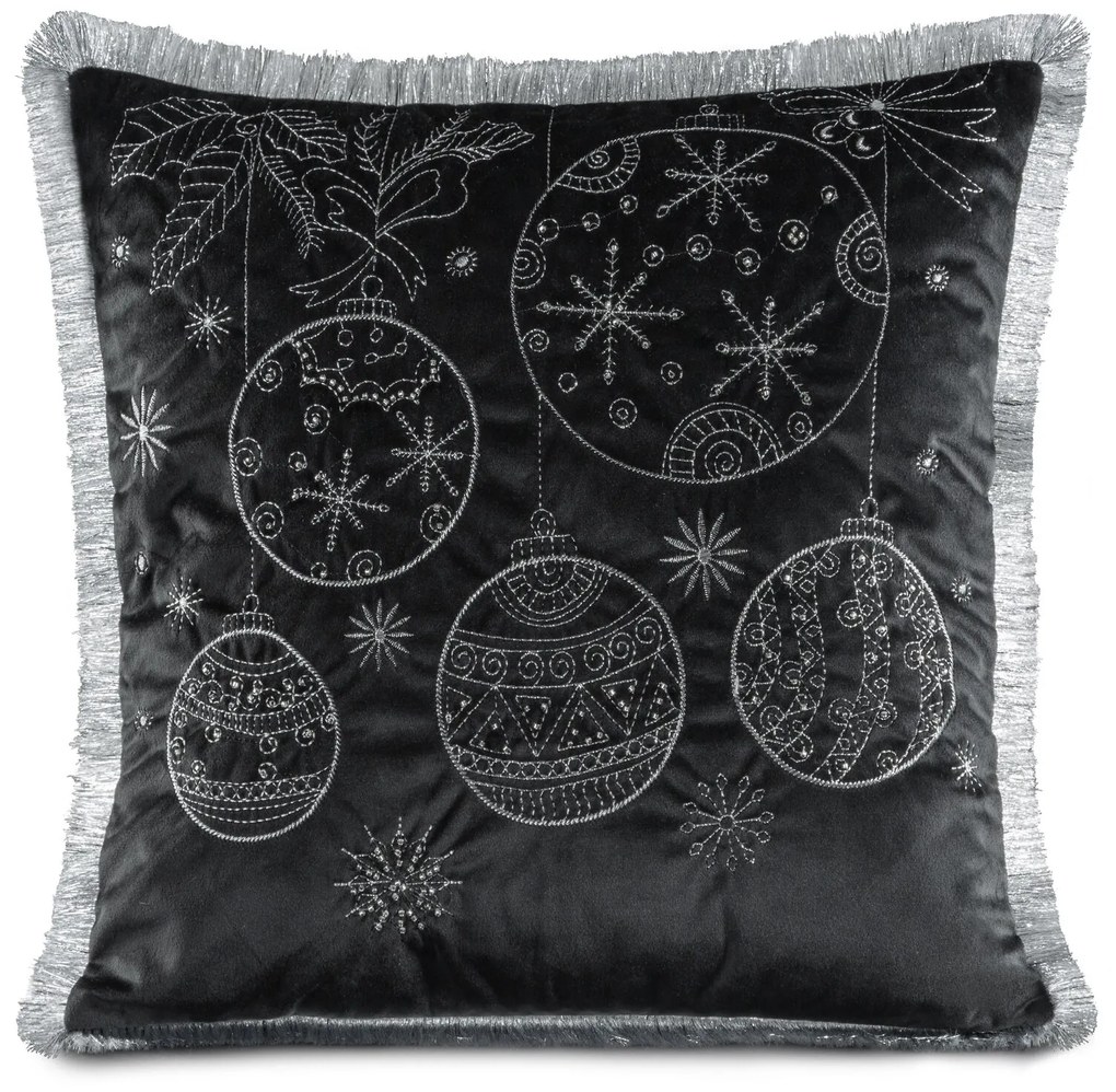 VIANOČNÁ DEKORAČNÁ OBLIEČKA NA VANKÚŠ HOLLY 45X45 CM ČIERNA