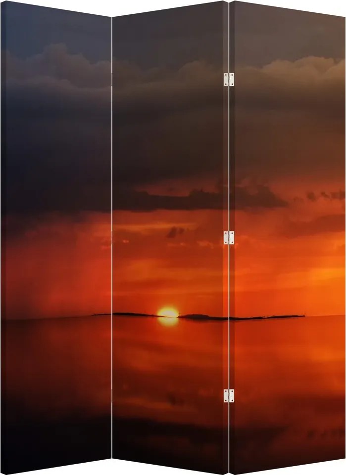 Paraván - Západ slnka s plachetnicou (126x170 cm)