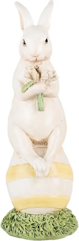 Dekorácia králik s tulipánmi sediacimi na vajíčku - 7*7*19 cm