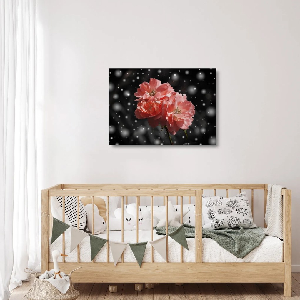 Sklenený obraz ružovej kvetiny (70x50 cm)