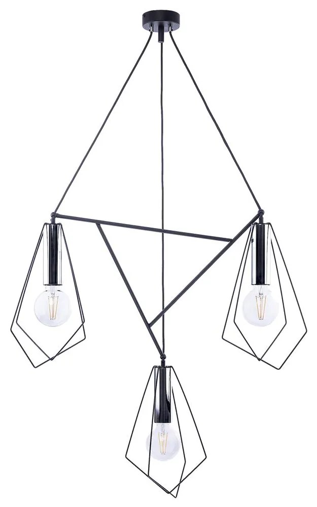 Jupiter 1663 - Luster na lanku KAIR 3xE27/60W/230V čierna/chróm