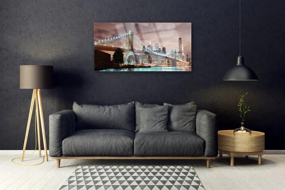 Obraz na skle Most mesto architektúra 120x60 cm