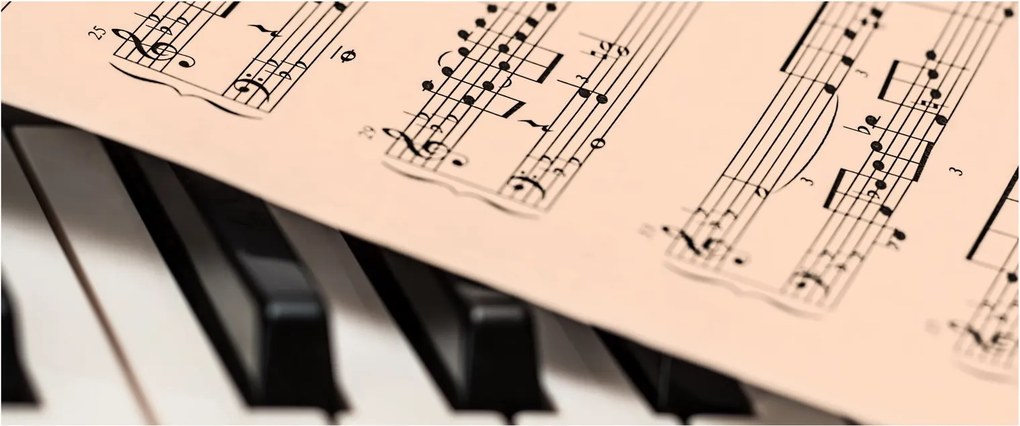 Obraz klavíra s notami (120x50 cm)