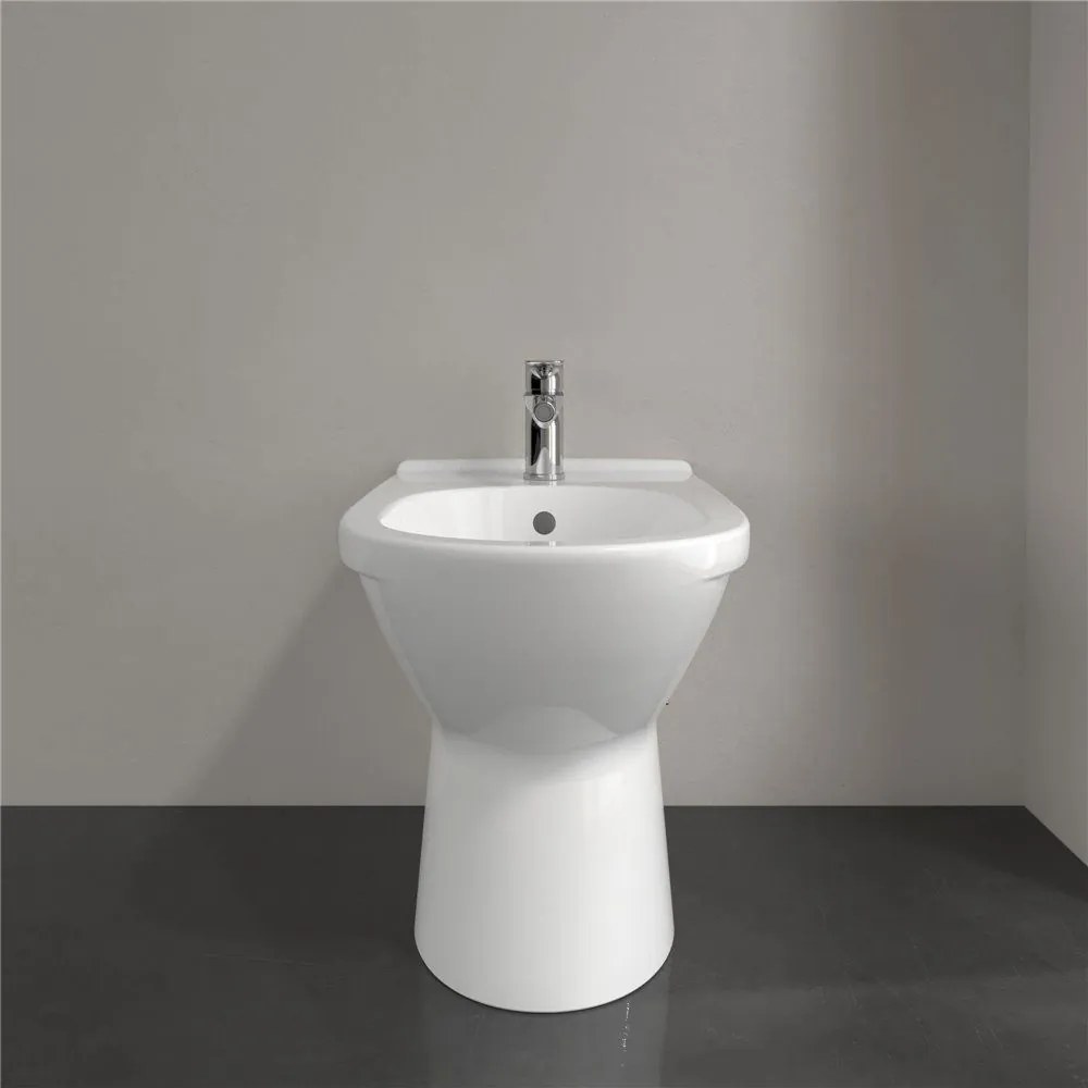 VILLEROY &amp; BOCH O.novo samostatne stojací bidet s otvorom, s prepadom, 360 x 560 mm, biela alpská, s povrchom CeramicPlus, 546100R1