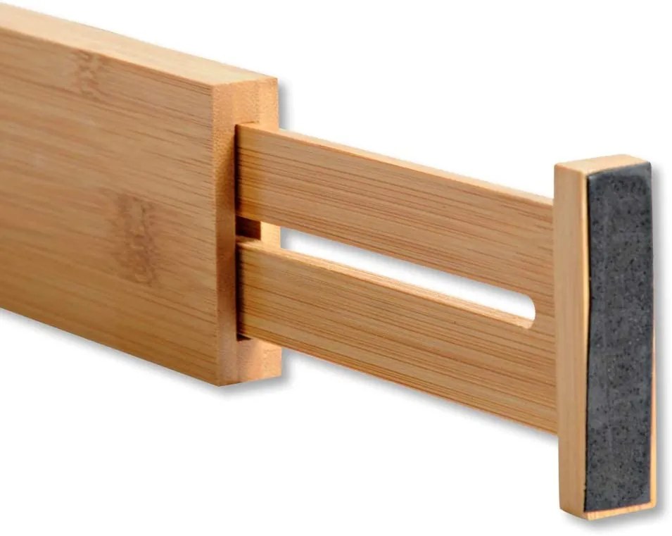 Přepážka / rozdělovač, organizér do šuplíku 2ks, bambus - nastavitelná až 56cm