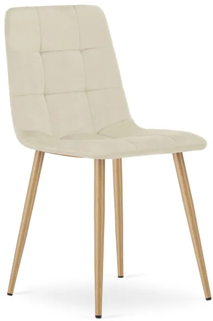 Set štyroch jedálenských stoličiek KARA zamat svetlobéžový (naturálne nohy) 4 ks