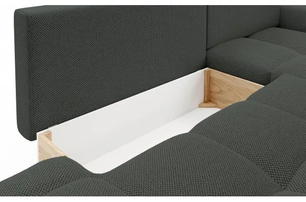 Rozkladacia rohová čalúnená sedacia súprava s úložným priestorom v tvare L ALMADA pravá antracit