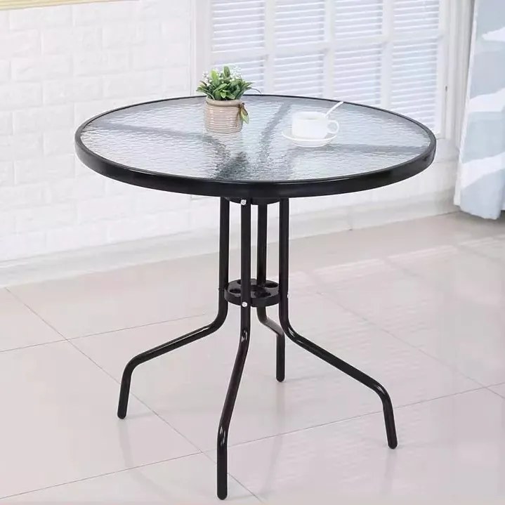 Okrúhly záhradný stôl 60 cm sklenený