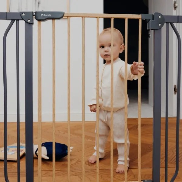 Lionelo - Bezpečnostná zábrana TRUUS SLIM čierna/hnedá