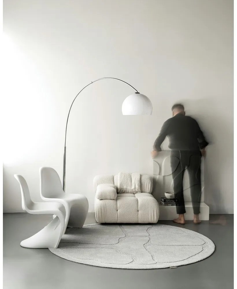 Svetlosivý vlnený okrúhly koberec ø 200 cm Morphic Organica – Agnella