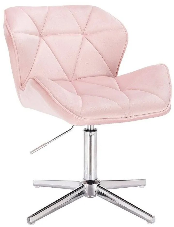 LuxuryForm DESIGN Stolička MILANO VELUR na striebornom  kríži - svetloružová