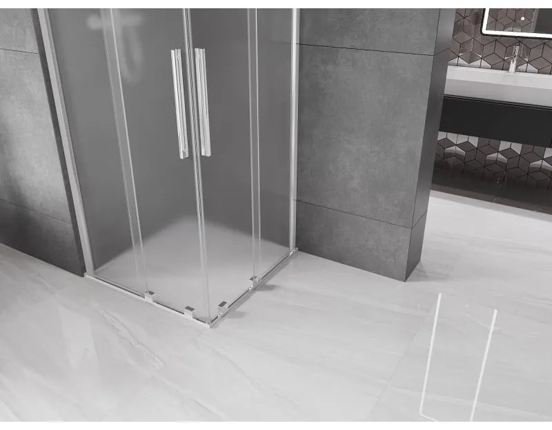 Mexen Velar Duo, sprchový kút s posuvnými dverami 100 x 100 cm, 8mm sklo námraza, chrómová, 871-100-100-32-01