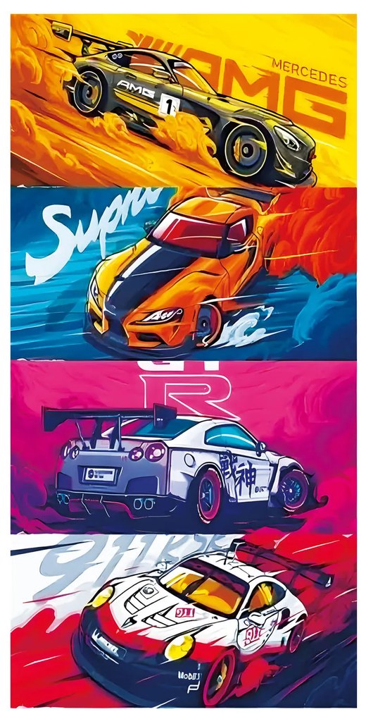 PLÁŽOVÁ OSUŠKA Z MIKROVLÁKNA CARS 100X180 CM VZOROVANÁ
