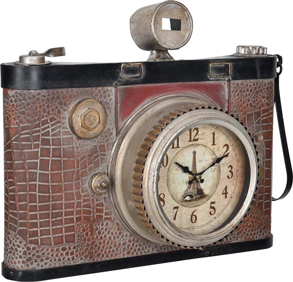 [en.casa]® Nástenné hodiny v tvare starého fotoaparátu - analógové - 43 x 14 x 34 cm – farebné - sklo