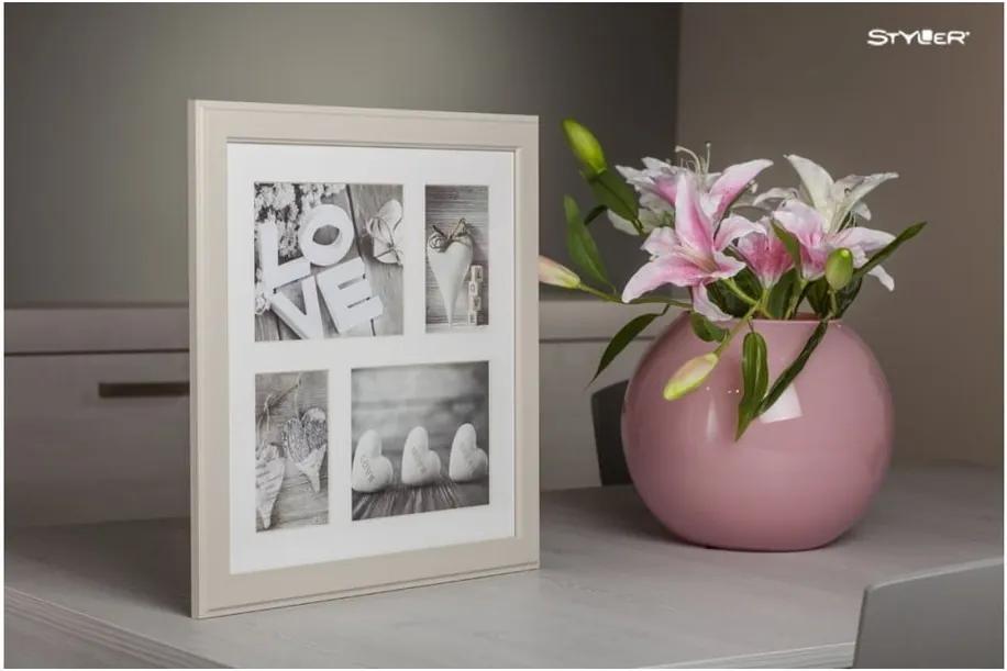 Béžový rámček na 4 fotografie Styler Malmo, 39 × 39 cm