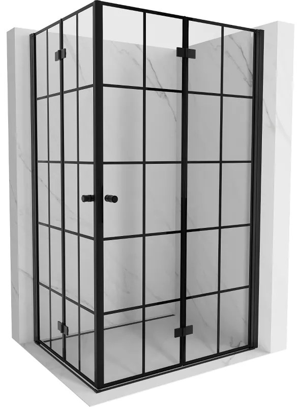 Mexen Mist-F Duo, skladací sprchový kút 70 x 90 cm, číre sklo-čierna mriežka, 8A6-070L-090P-70-77