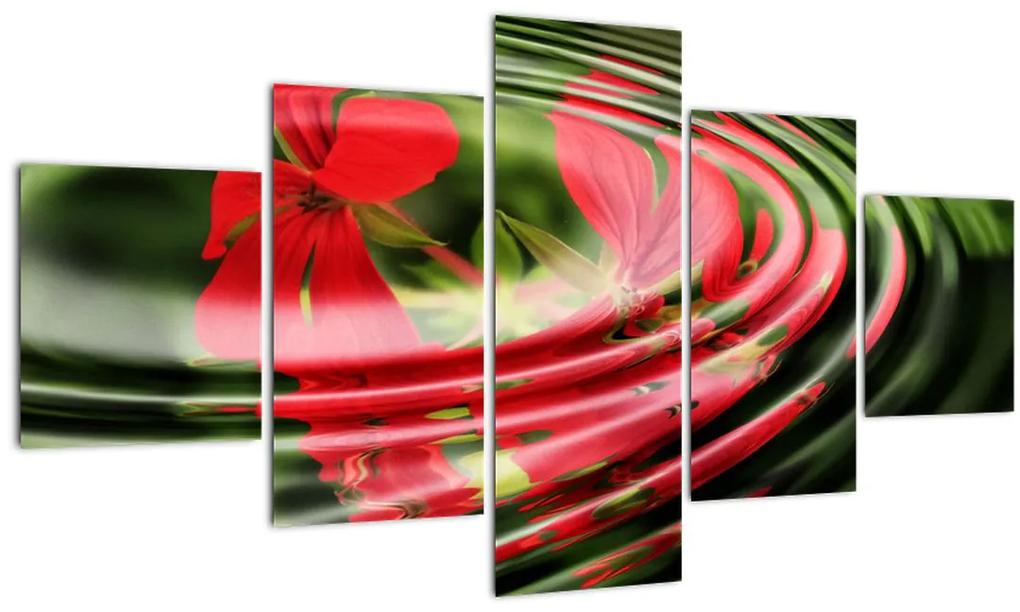 Abstraktný obraz - kvety vo vlnách (125x70 cm), 40 ďalších rozmerov