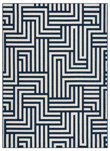 Koberec SPRING 20421994 labyrint Sisalový-  krémovo  / modrý